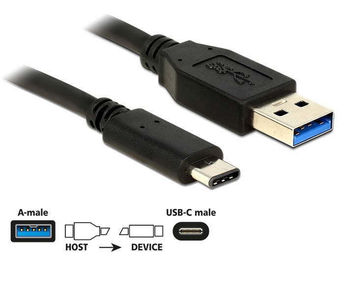 Delock 83870 USB 10 Gbps (USB 3.1 Gen 2) A > USB Type-C 1 m fekete USB kábel