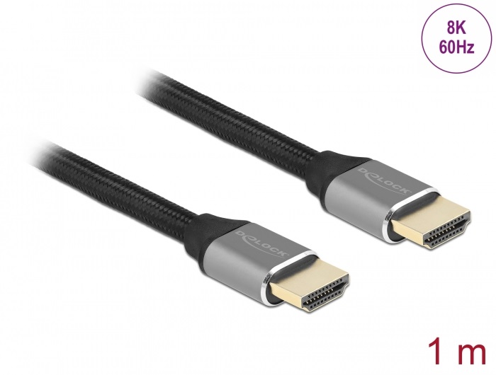 Delock 83995 1m Ultra nagy sebességű HDMI 48Gbps 8K 60Hz szürke kábel