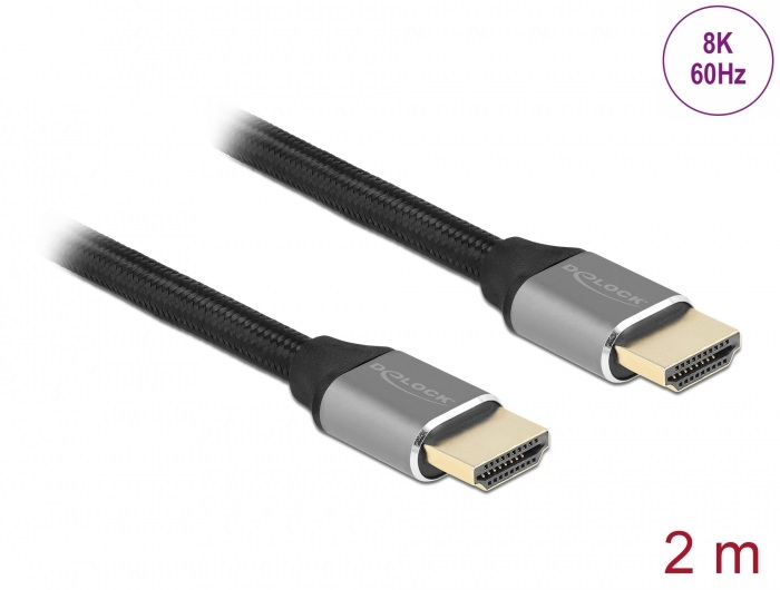 Delock 83996 2m Ultra nagy sebességű HDMI 48Gbps 8K 60Hz szürke kábel