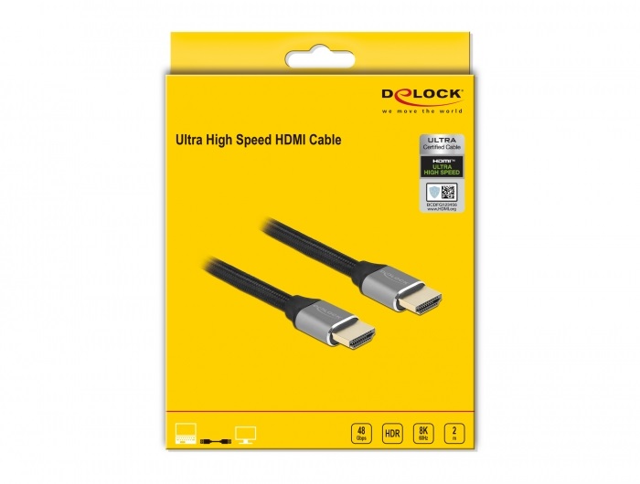Delock 83996 2m Ultra nagy sebességű HDMI 48Gbps 8K 60Hz szürke kábel