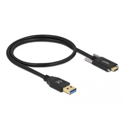 Delock 84007 50cm SuperSpeed USB-A USB 3.2 Gen 2 apa - rögzíthető USB-C apa kábel