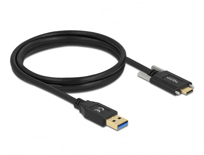 Delock 84017 1,5m SuperSpeed USB-A USB 3.2 Gen 1 apa - rögzíthető USB-C apa kábel