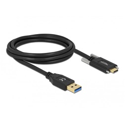 Delock 84019 2m SuperSpeed USB-A USB 3.2 Gen 1 apa - rögzíthető USB-C apa kábel