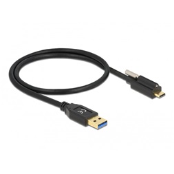 Delock 84025 50cm SuperSpeed USB-A USB 3.2 Gen 2 apa - rögzíthető USB-C apa kábel