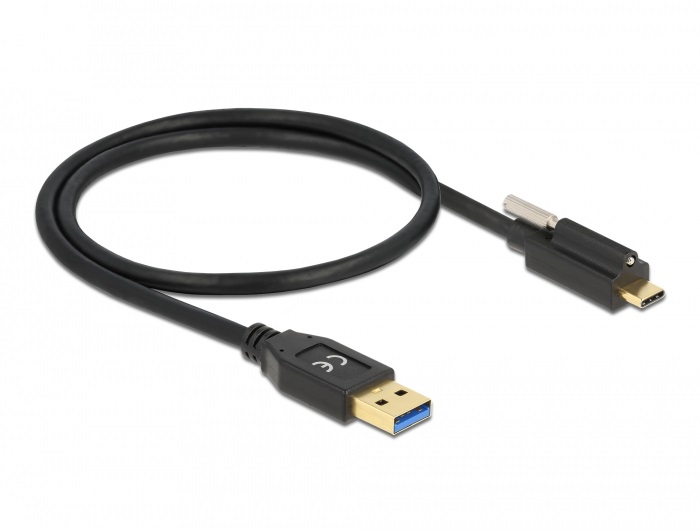 Delock 84025 50cm SuperSpeed USB-A USB 3.2 Gen 2 apa - rögzíthető USB-C apa kábel