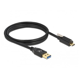 Delock 84028 1,5m SuperSpeed USB-A USB 3.2 Gen 1 apa - rögzíthető USB-C apa kábel