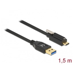 Delock 84028 1,5m SuperSpeed USB-A USB 3.2 Gen 1 apa - rögzíthető USB-C apa kábel