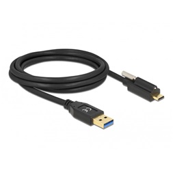 Delock 84031 2m SuperSpeed USB-A USB 3.2 Gen 1 apa - rögzíthető USB-C apa kábel