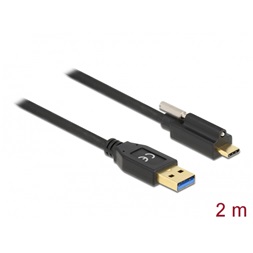 Delock 84031 2m SuperSpeed USB-A USB 3.2 Gen 1 apa - rögzíthető USB-C apa kábel