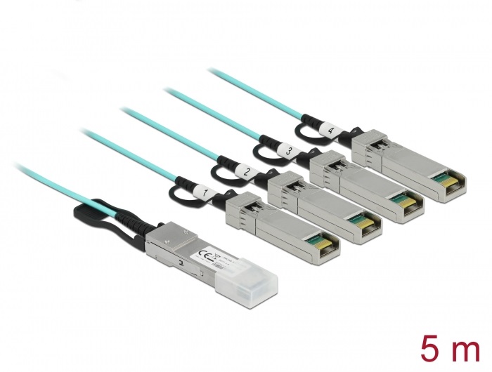 Delock 84069 5m QSFP+ - 4xSFP+ aktív optikai kábel