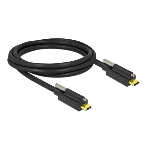 Delock 84138 2m SuperSpeed rögzíthető USB-C 3.2 Gen 2 apa - apa kábel
