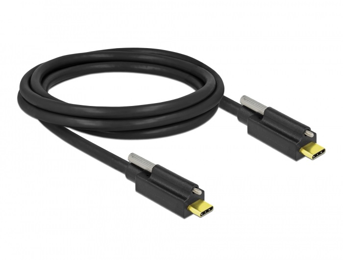 Delock 84138 2m SuperSpeed rögzíthető USB-C 3.2 Gen 2 apa - apa kábel