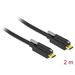 Delock 84138 2m SuperSpeed rögzíthető USB-C 3.2 Gen 2 apa - apa kábel