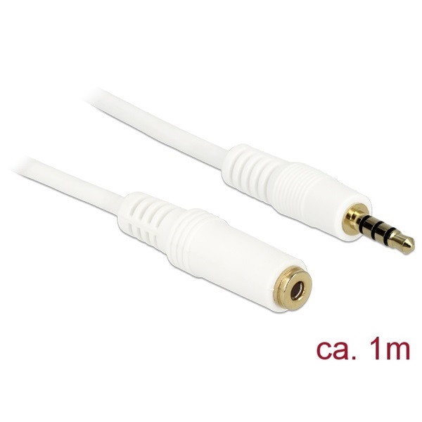 Delock 84480 (3,5 mm Jack Hosszabbító kábel, apa/anya, iPhone 4 pin, fehér, 1m) kábel