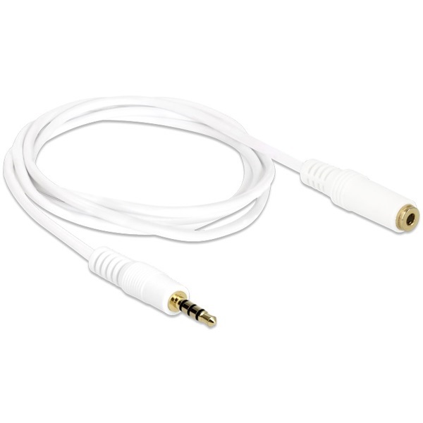 Delock 84480 (3,5 mm Jack Hosszabbító kábel, apa/anya, iPhone 4 pin, fehér, 1m) kábel