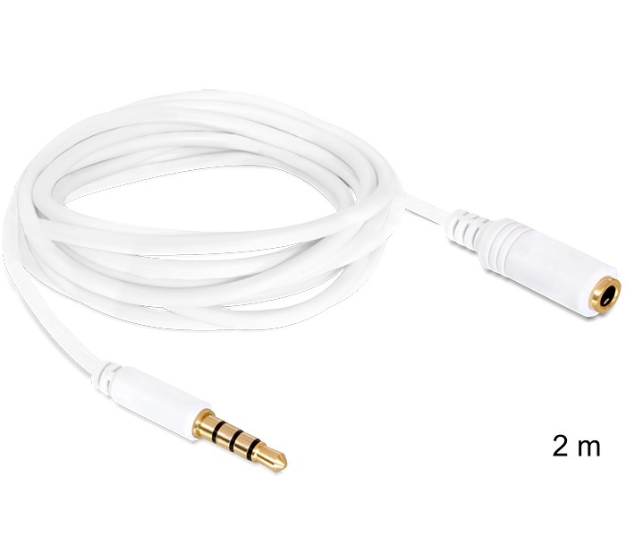 Delock 84482 sztereó Jack 3.5 mm apa / anya iPhone 4 pin 2 m audio kábel