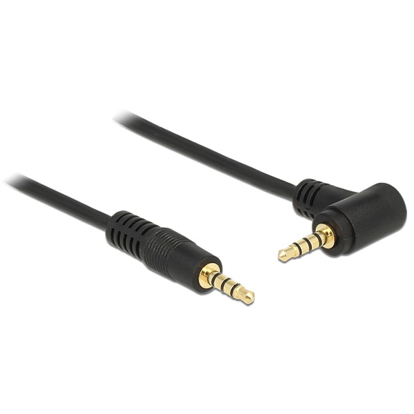 Delock 84737 1 m 3,5mm jack 4 tűs apa-apa szögletes fekete sztereó kábel