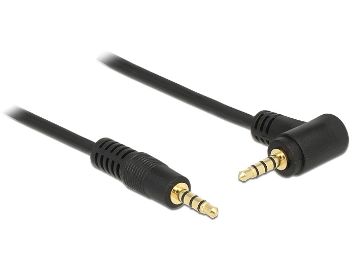 Delock 84737 1 m 3,5mm jack 4 tűs apa-apa szögletes fekete sztereó kábel
