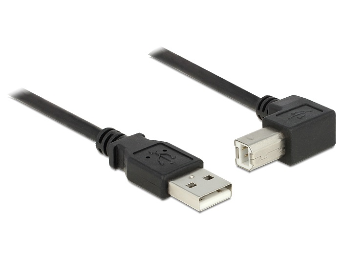 Delock 84809 0,5m USB 2.0 A/USB 2.0 B derékszögű fekete kábel