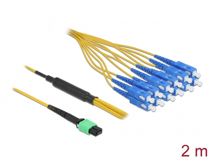 Delock 84871 2m Single-mode MPO anya - 12xSC Simplex apa 9/125µm optikai szálkábel