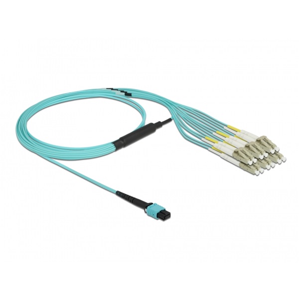 Delock 84872 2m Multi-mode OM3 MPO anya - 12xLC Duplex apa 50/125µm optikai szálkábel