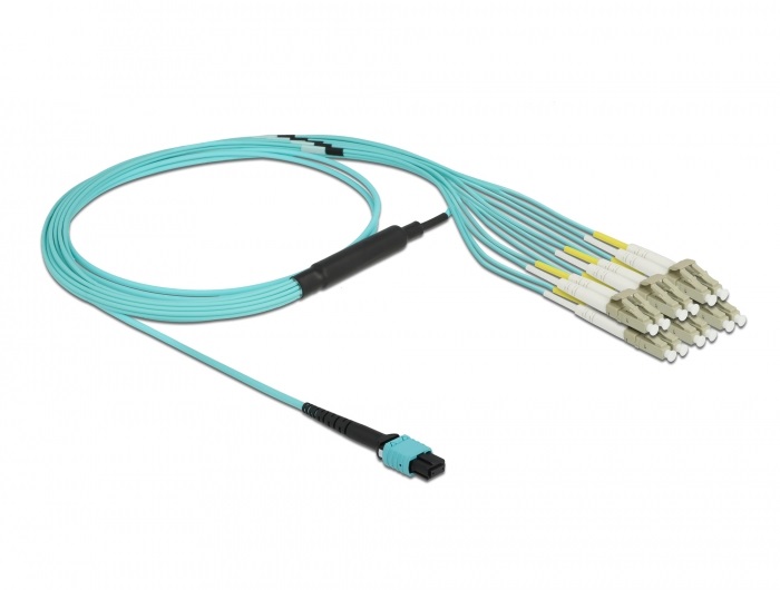 Delock 84872 2m Multi-mode OM3 MPO anya - 12xLC Duplex apa 50/125µm optikai szálkábel