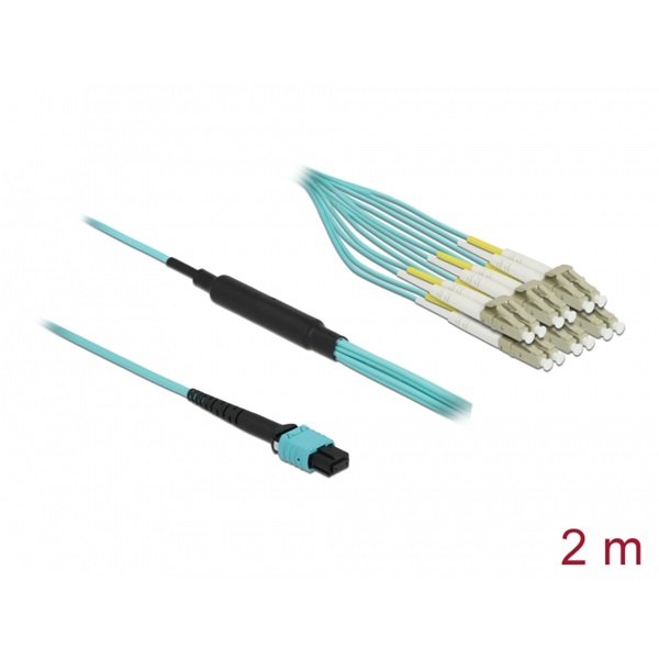 Delock 84872 2m Multi-mode OM3 MPO anya - 12xLC Duplex apa 50/125µm optikai szálkábel