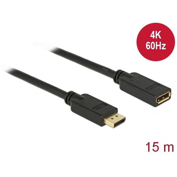 Delock 84908 15m DisplayPort 1.2 4K 60 Hz bővítőkábel
