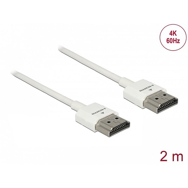 Delock 85137 2m HDMI A - HDMI A Ethernettel 3D 4K vékony kábel