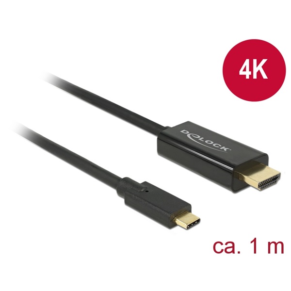 Delock 85258 1m USB Type-C/HDMI (DP váltakozó mód) 4K 30 Hz fekete kábel