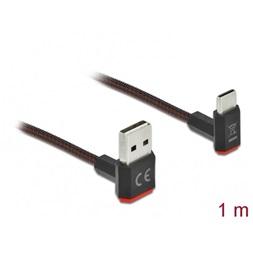 Delock 85276 EASY-USB 2.0 kábel A-típusú csatlakozódugó - USB Type-C  csatlakozódugó, ívelt felfelé / lefe