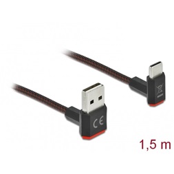 Delock 85277 EASY-USB 2.0 kábel A-típusú csatlakozódugó - USB Type-C  csatlakozódugó, ívelt felfelé / lefe