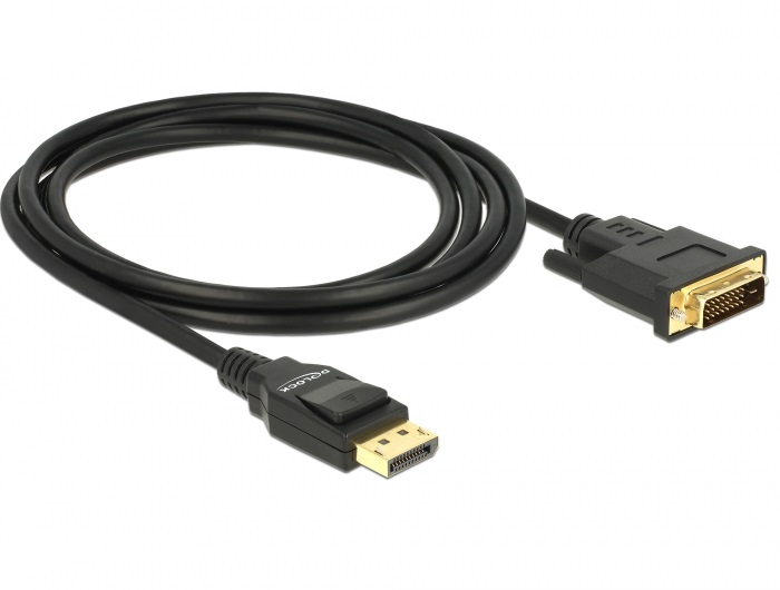 Delock 85313 Displayport 1.2 apa > DVI 24+1 apa passzív 2m fekete kábel