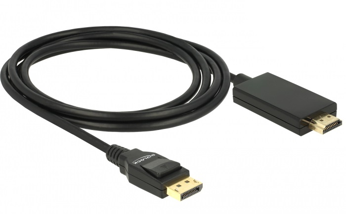 Delock 85317 Displayport 1.2 apa > High Speed HDMI-A apa passzív 4K 2m fekete kábel