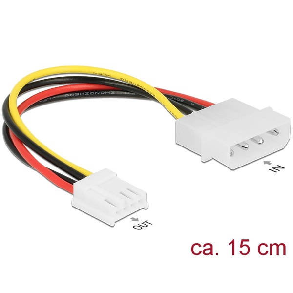 Delock 85337 15cm 4 pin apa - 4 pin floppy anya tápkábel