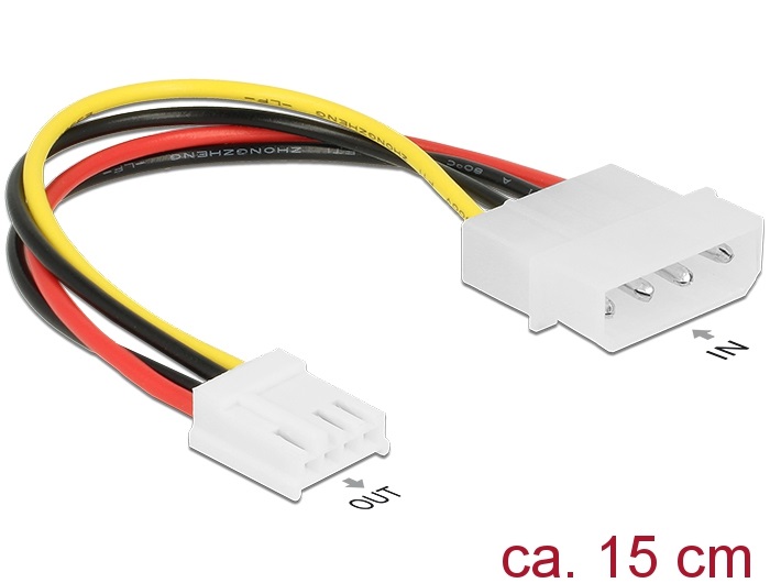 Delock 85337 15cm 4 pin apa - 4 pin floppy anya tápkábel