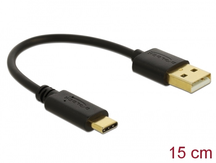 Delock 85354 15cm 3A USB-A - USB-C töltőkábel