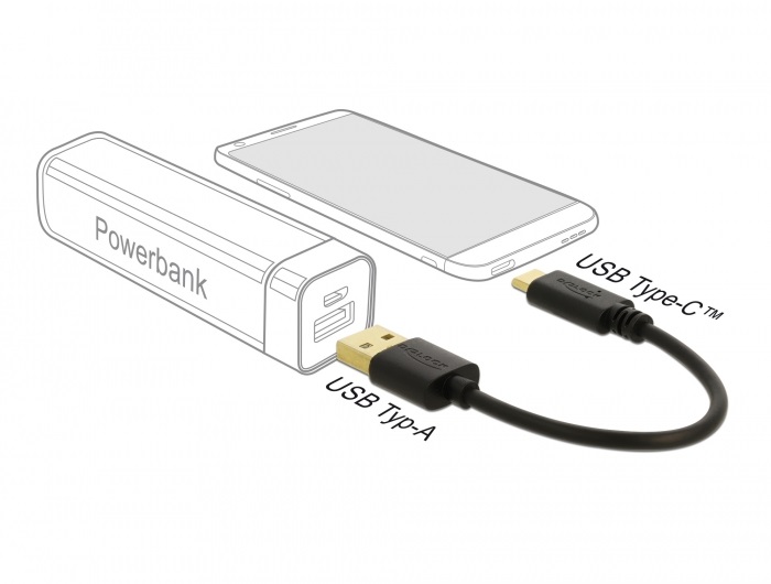 Delock 85354 15cm 3A USB-A - USB-C töltőkábel