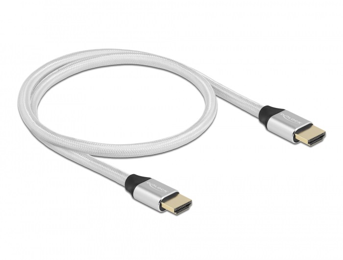 Delock 85365 50cm Ultra nagy sebességű HDMI 48Gbps 8K 60Hz ezüst kábel