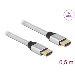 Delock 85365 50cm Ultra nagy sebességű HDMI 48Gbps 8K 60Hz ezüst kábel