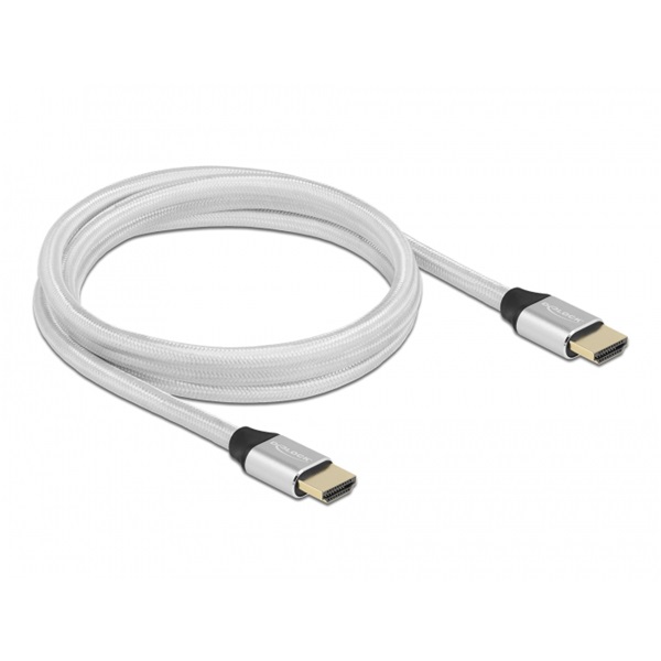 Delock 85367 2m Ultra nagy sebességű HDMI 48Gbps 8K 60Hz ezüst kábel