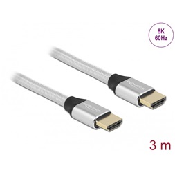 Delock 85368 3m Ultra nagy sebességű HDMI 48Gbps 8K 60Hz ezüst kábel