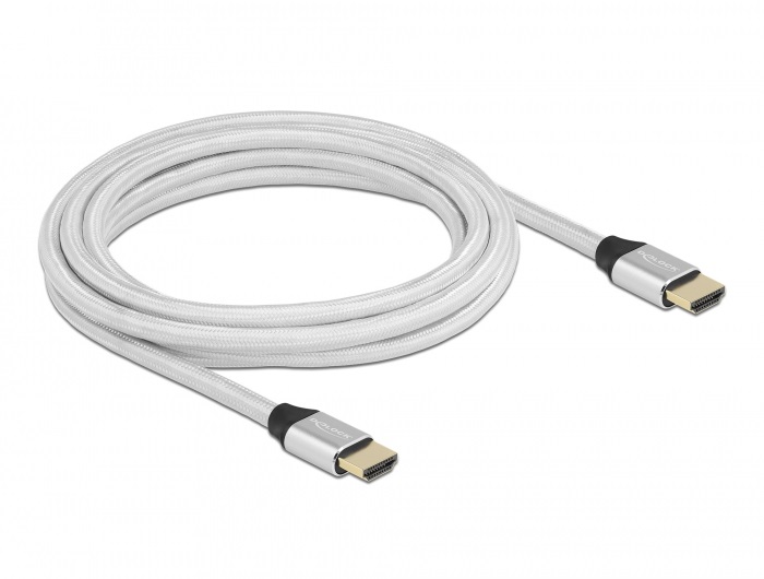 Delock 85368 3m Ultra nagy sebességű HDMI 48Gbps 8K 60Hz ezüst kábel