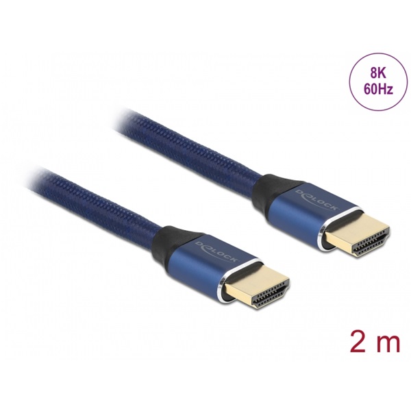 Delock 85447 2m Ultra nagy sebességű HDMI 48Gbps 8K 60Hz kék kábel