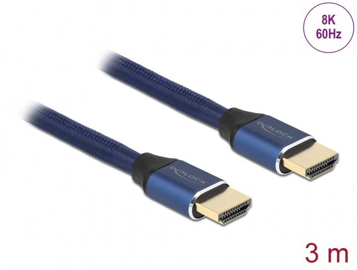 Delock 85448 3m Ultra nagy sebességű HDMI 48Gbps 8K 60Hz kék kábel