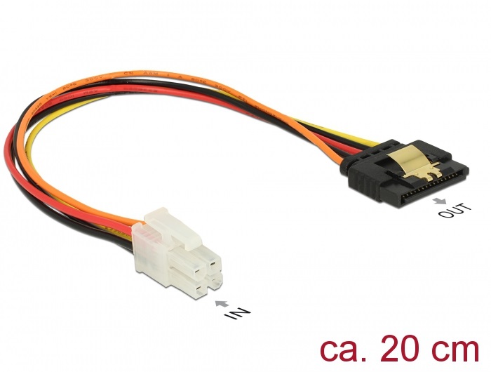 Delock 85519 20cm P4 apa/SATA 15-tűs anya 20 cm kábel