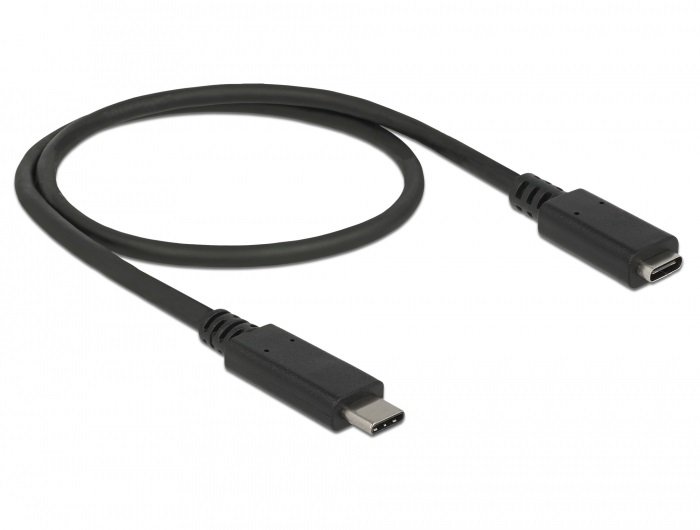 Delock 85532 SuperSpeed USB 3.1 Gen 1 Type-C apa > anya max. 3A 0,5m fekete kábel