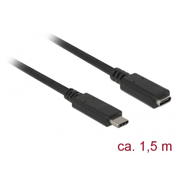 Delock 85534 1,5 m SuperSpeed USB Type-C 3.1 Gen 1 apa-anya fekete bővítőkábel