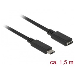 Delock 85534 1,5 m SuperSpeed USB Type-C 3.1 Gen 1 apa-anya fekete bővítőkábel