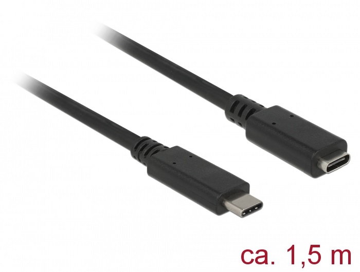Delock 85534 1,5 m SuperSpeed USB Type-C 3.1 Gen 1 apa-anya fekete bővítőkábel